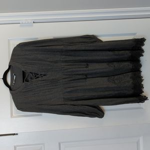 Zara gray with black lace detail babydoll dress